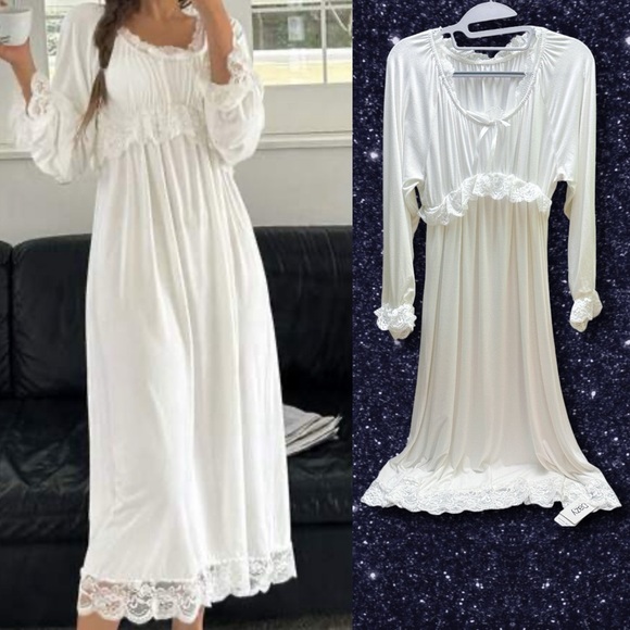 DAZY Women's White Lace Trim Sleep Dress L - Picture 1 of 8